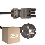 Multipack 25x Noxion GST - Compatible Supply Cable Black - Female + Schuko Europlug - 3m - 3 pole 0.75mm2
