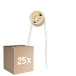 Multipack 25x Universal GU10 Socket - Universele GU10 Fitting - White 0.1m - 2 pole 0.5mm2 (For Noxion)
